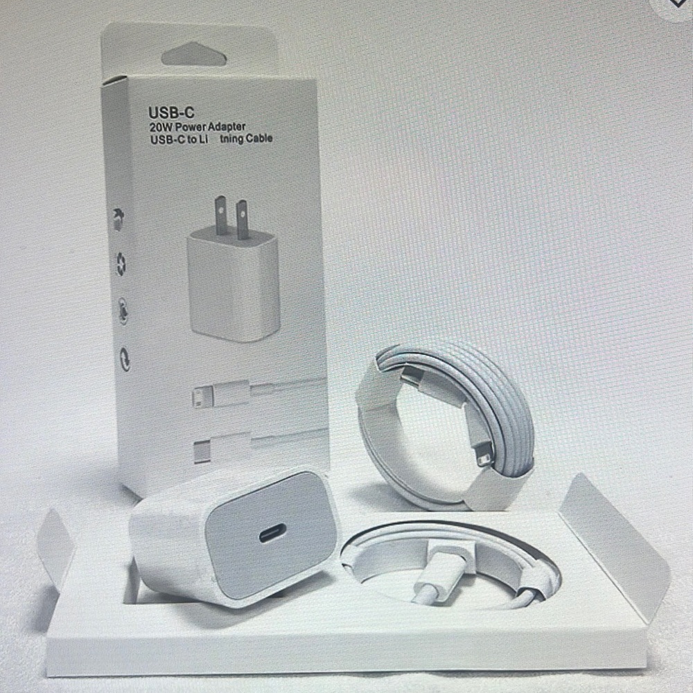 20W Power Adapter USB-C to Lightning Cable NTW 1 Meter Fast Charging .